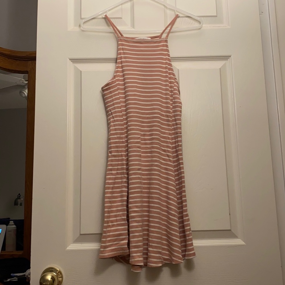 Brown/white Striped summer dress